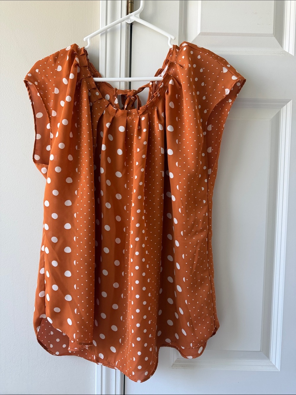 LC Lauren Conrad Rust Orange Polka Dot Top
